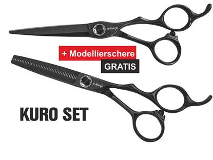 e-kwip Scherenset KURO black 6"